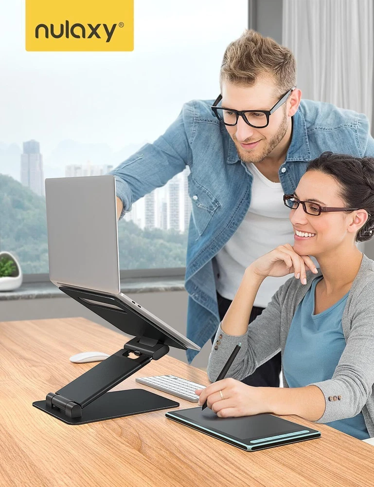 Ergonomic Adjustable Height Laptop Stand for Desk Workstation