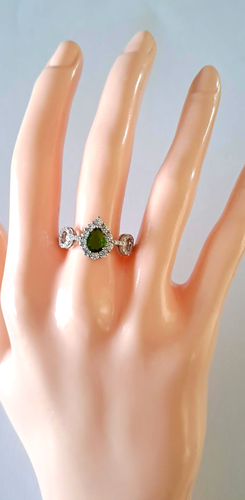 Anillo diopsido cromado plata 925 / oro blanco talla 57 - Imagen 10 de 11