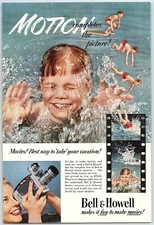 1940s BELL  HOWELL MOVIE CAMERA MOTION COMPLETES FULL PAGE PRINT AD Z5291