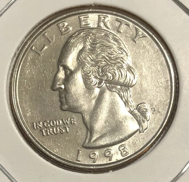 1998 P George Washington Quarter Mint Error DDO DDR Coin AU+ - Image 2 of 4