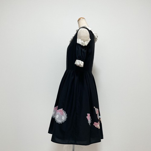 NWT Ank Rouge Sanrio Kuromi Dress Black M Gothic Lolita Kawaii Jiraikei Japan - Picture 2 of 18