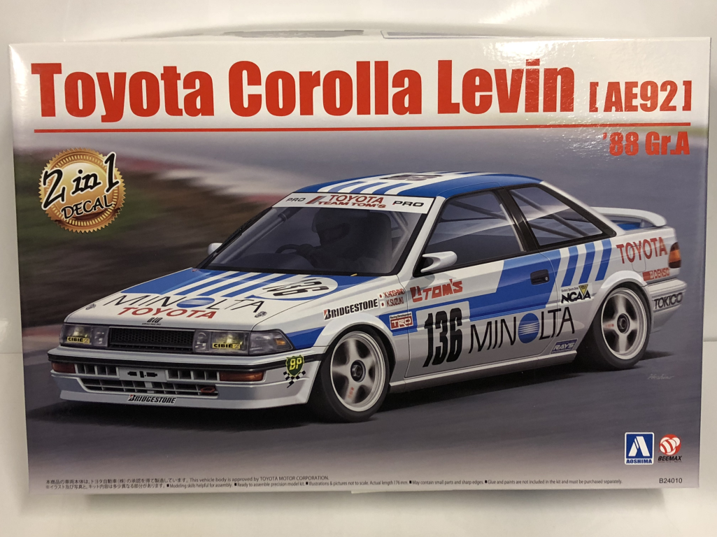 1988 Toyota Corolla Levin AE92 GR.A Minolta 1:24 Model Kit Beemax 24010