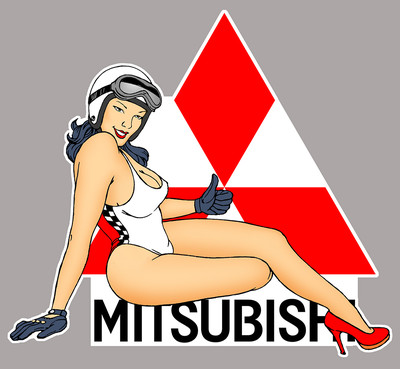 Mitsubishi right pin up sticker right vinyl laminated