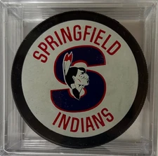 SPRINGFIELD INDIANS AHL VINTAGE OFFICIAL GAME HOCKEY PUCK - CANADA