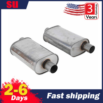 2PCS High Performance Universal Muffler 409S - 2.5 Offset In / 2.5 Center Out