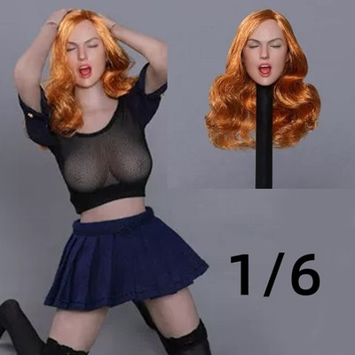 1/6 Female Head Sculpt Curly Hair Sexy Tongue Model for 12'' PHICEN Figure Body