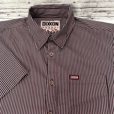 Dixxon Flannel Shirt Mens L Maroon Blue The Benny Triple Stripe Short Sleeve