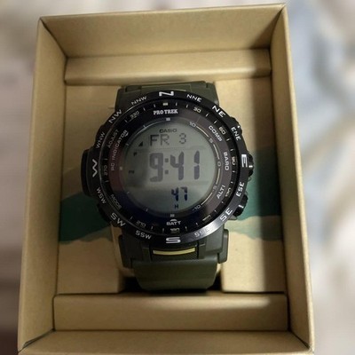 New CASIO Protrek PRW 35Y 3BJF Wristwatch Radio Solar Green