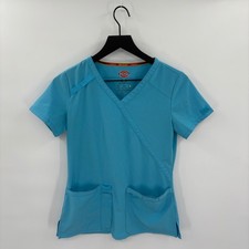 Dickies Scrub Top Womens XXS Turquoise Blue V-Neck EDS Essentials DK625 Medical