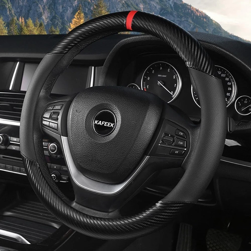 Premium Leather Car Steering Wheel Cover for Toyota RAV4 Prime, Corona Fit 15 in Foto 3 de 4