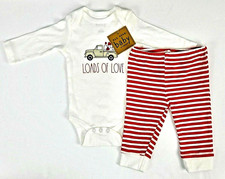Rae Dunn Outfit for Baby Size 0-3 Months Lots of Love Top Pants Red White