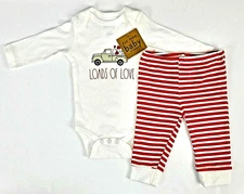 Rae Dunn Outfit for Baby Size 0-3 Months Lots of Love Top Pants Red White