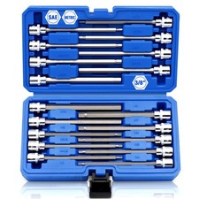 18-Piece 3/8 Inch Drive Extra Long Allen Hex Bit Socket Set, SAE  Metric 1/...