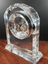 Clear Crystal Skeleton Clock Superb Condition 
