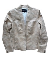 Lafayette 148 Women s Beige Metallic Tweed Hook Front Jacket Blazer Size 8