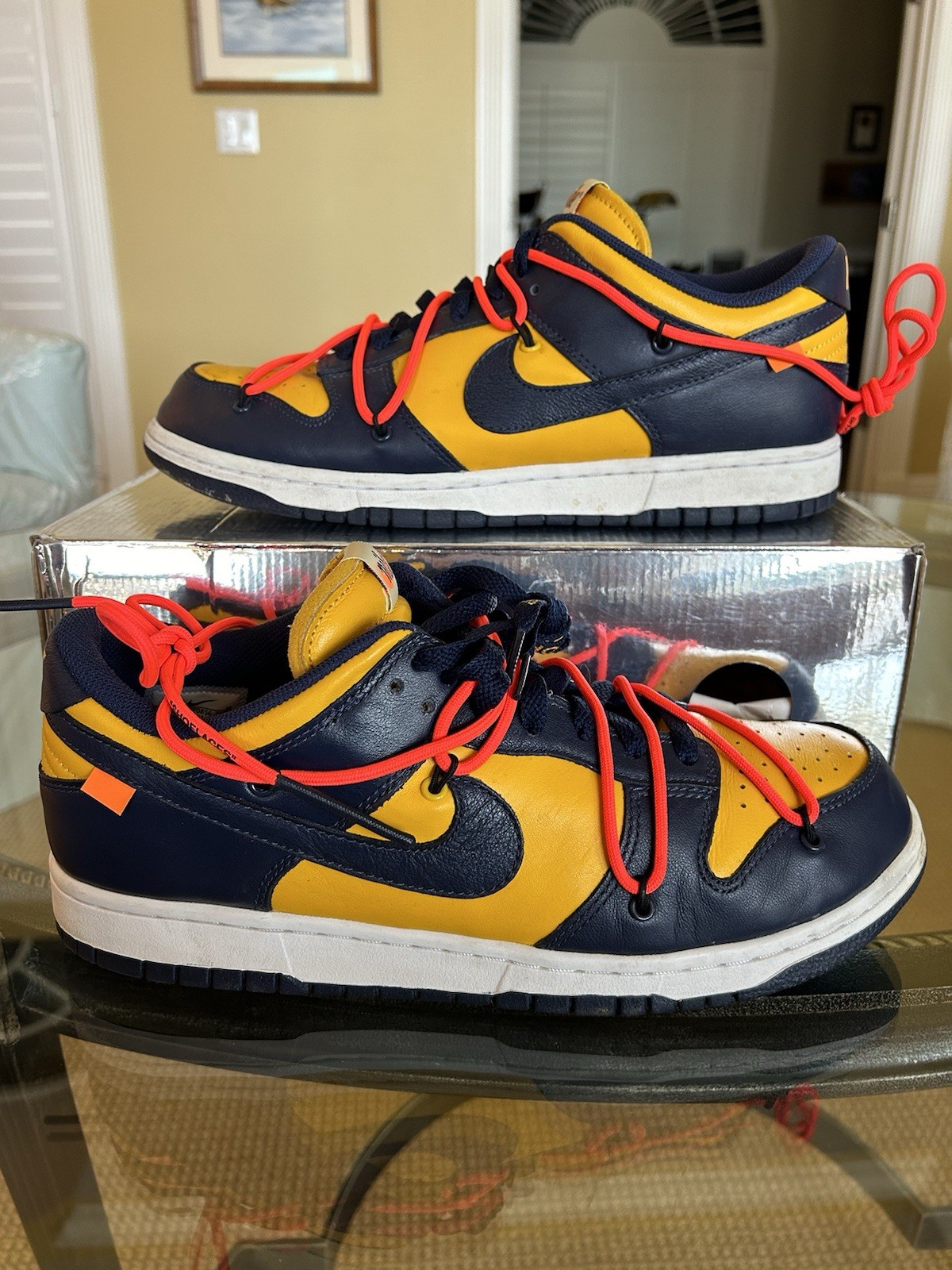 OFF WHITE X NIKE Taglia 10.5 Nike Dunk Low x OFF WHITE University G 2019 (PULITO)