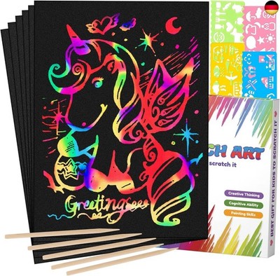 Mocoosy 60Pcs Scratch Art Paper für Kinder - Rainbow Magic Scratch off 