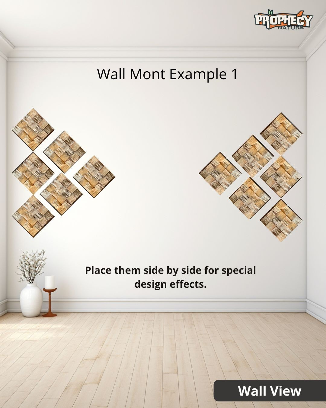 12”x12” Solid Wood Wall Panel – Decorative 3D Wooden Art Panel – Ready to Mount 