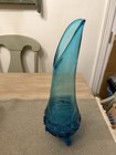Vintage LE Smith Peacock Blue Three 3 Wheeler  Diamond Swung Vase 16.5” — photo 3