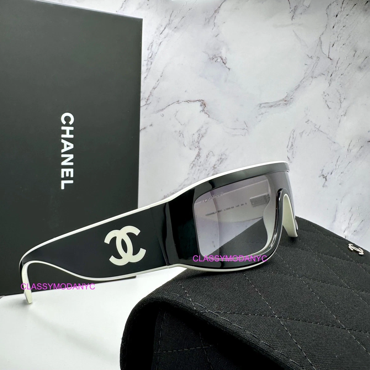 CHANEL Black Shield Sunglasses for Women for sale - eBay