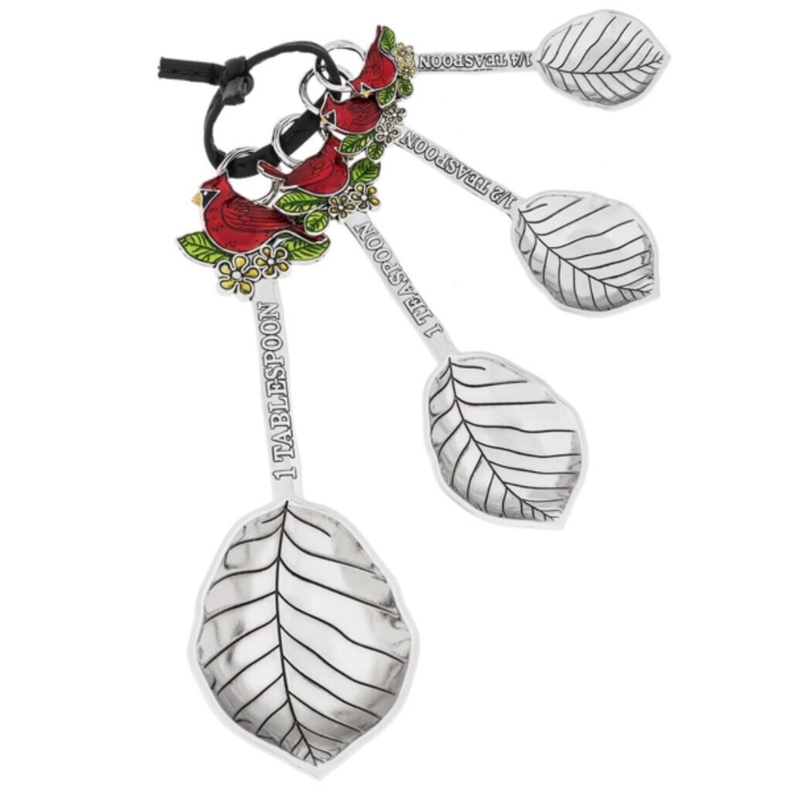 Ganz Silver Cardinals Metal Measuring Spoons 4 Piece Set 5.25 Inch