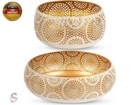 Goldene Dekoschalen 2Er Set | Obstkorb Durchmesser 18 Cm &Amp; 30 Cm | Moderne