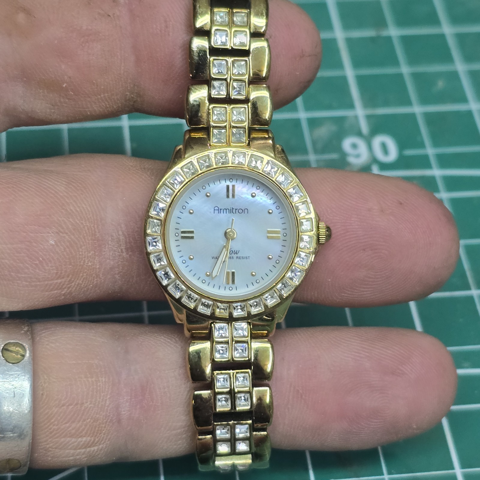 Women's 28mm Gold Tone Armitron NOW Watch, Crystal Accent, 75/3689GP