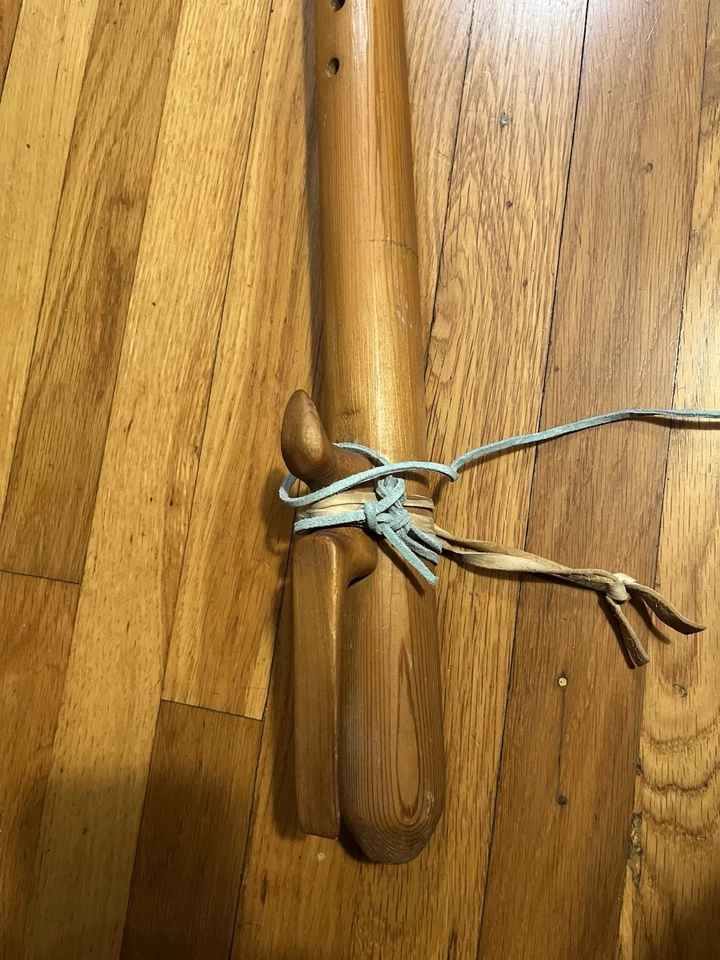 Native American Vintage Handcrafted Wooden flute With A Beaded Leather Pouch 25” - Image 4 of 4