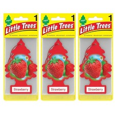 Little Trees Hanging Car and Home Air Freshener, Strawberry Scent - Pack of 3