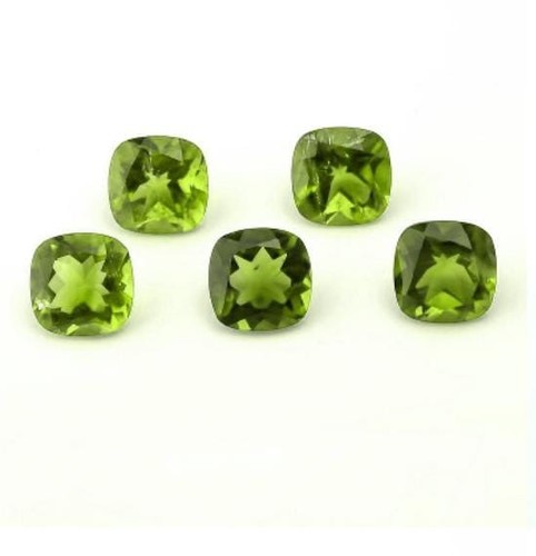 5x5 mm makellos natürlicher grüner Peridot Kissenschliff kalibriert lose Edelstein 5 Stck.