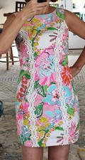 Lilly Pulitzer Shift Mini Dress 8 Floral Lace...