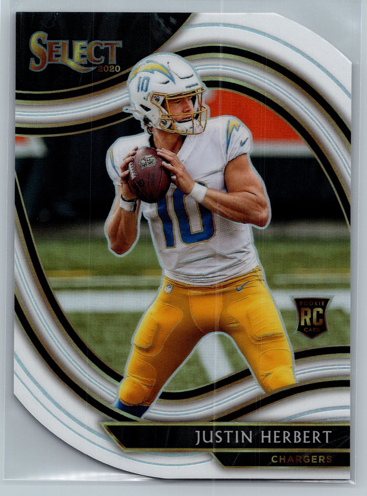 Justin Herbert 2020 Panini Select White Prizm Die Cut #344 Rookie Chargers