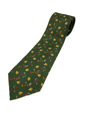 HERMES Silk Green Tie for Men, Christmas