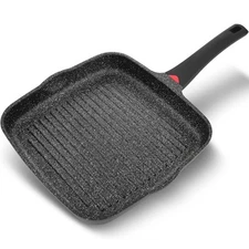 11 Inch Non Stick Grill Pan Granite Coated with Pour Spout - Lightweight