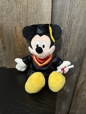 NEW Mickey Mouse Graduation Graduate 9 plush W/diploma school Disney black cap