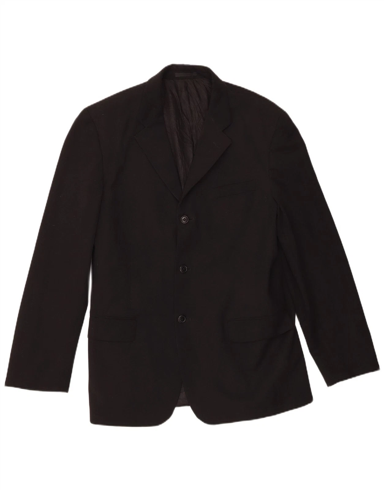 Calvin Klein Mens 3 Button Blazer Jacket IT 52 XL Black Polyester BV29