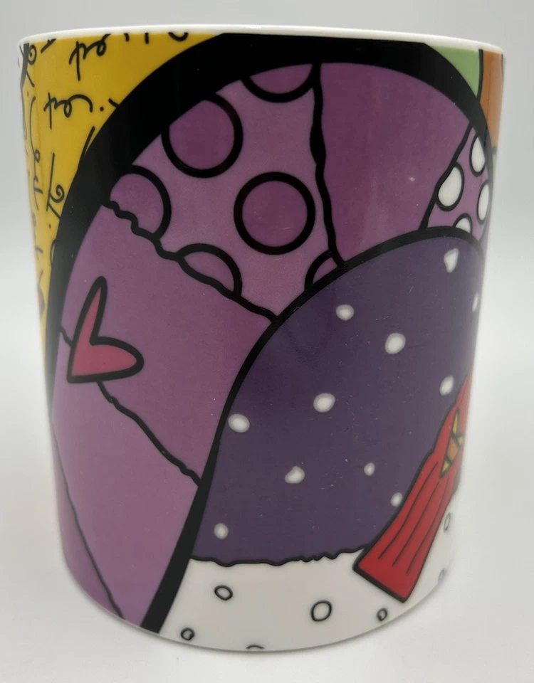 ROMERO BRITTO для Coca-Cola сердца большой кофе кружка 2014 цветной весело VGUC - Изображение 4 из 4