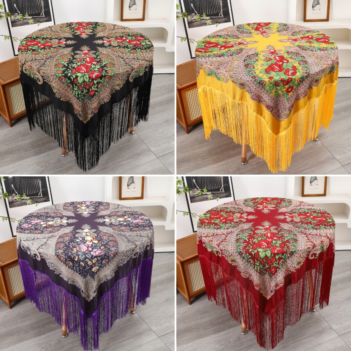 Mantel con flecos estilo retro para decoración de hogar o restaurante.Suministros de fiesta