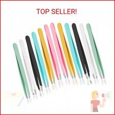 12 PCS Eyebrow Tweezers, Tweezer for Women Facial Hair Stainless Steel Double Si