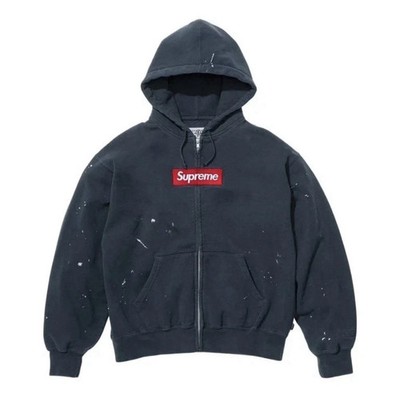 Supreme MM6 Maison Margiela Box Logo Zip Up Hooded Sweatshirt Navy