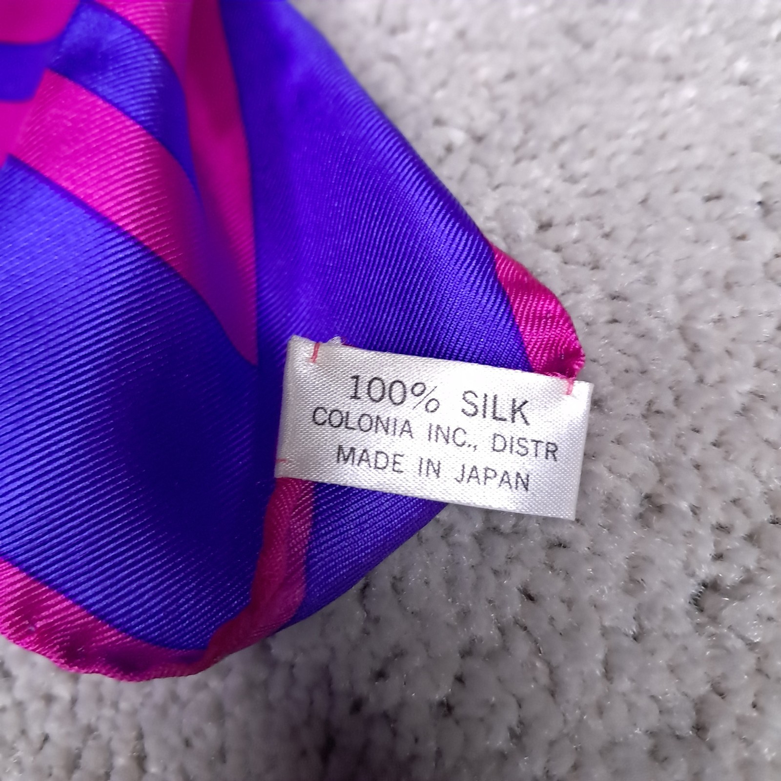 Vintage Lanvin Paris 100% Silk Scarf Retro Colors Blue Purple Pink Japan