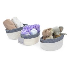 Woven Storage Basket 3 Pack - Medium Woven Basket Cotton Rope Blanket Basket ...
