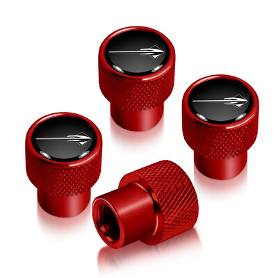 Chevrolet Corvette C7 Stingray Logo in Black Red Aluminum Tire Valve Stem Caps