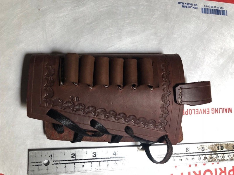LEFT HAND 357Mag 38Spcl Cal Leather Ammo Cartridge Rifle Stock Buttstock Cover