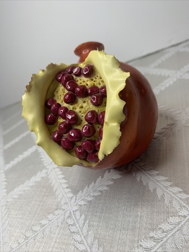 Katherine Houston KHO Porcelain Pomegranate Signed 1996 Fruit Sculpture - Picture 12 of 14