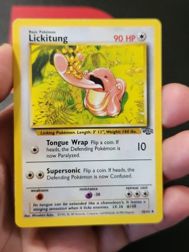 Juego de cartas coleccionables Pokémon vintage Lickitung Jungle 38/64 regular ilimitado poco común - Imagen 3 de 5