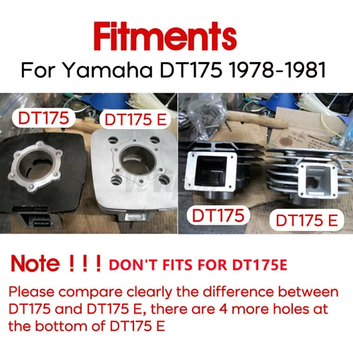 Cylinder Piston Gasket Top End Rebuild Kit 66mm STD For 79-81 Yamaha DT175 MX175 - Bild 3 von 11