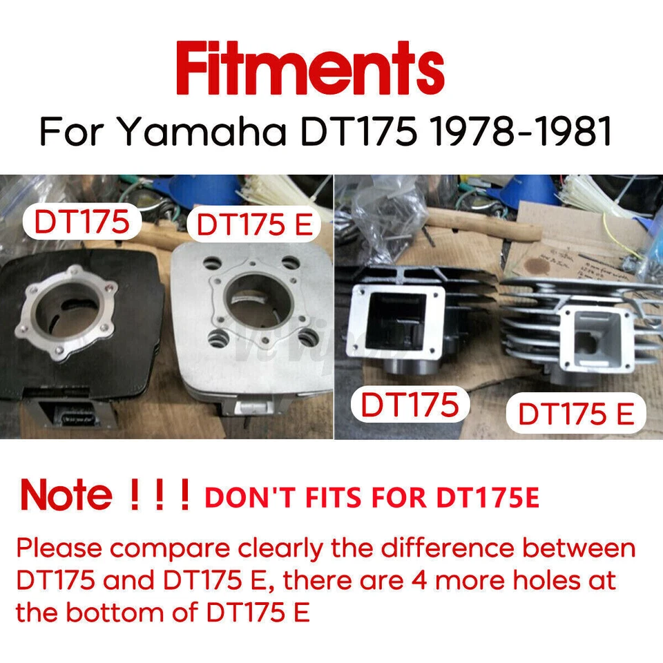 Cylinder Piston Gasket Top End Rebuild Kit 66mm STD For 79-81 Yamaha DT175 MX175 - Image 3 of 4