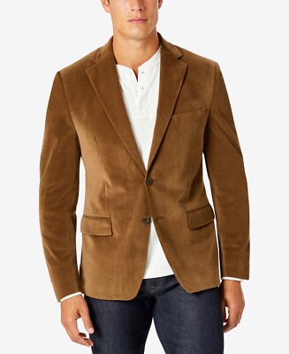 Michael Kors Men's Modern-Fit Velvet Blazer, Mustard, 36S