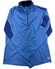 REI Base Layer Pullover Men’s L Blue Warm Fit Thumbholes Side Pocket Hiking Ski